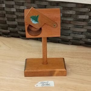 Vintage Wooden Mailbox Stamp Roll Dispenser Holder Hand Painted